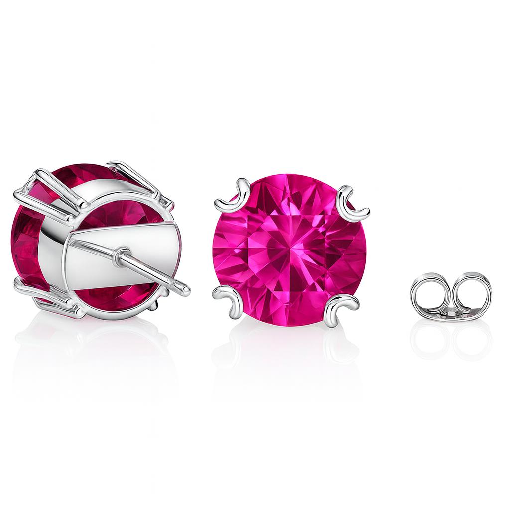44.15 Ct Natural Pink Ruby Round CERTIFIED Beautiful Earring Pair Gift For Mom