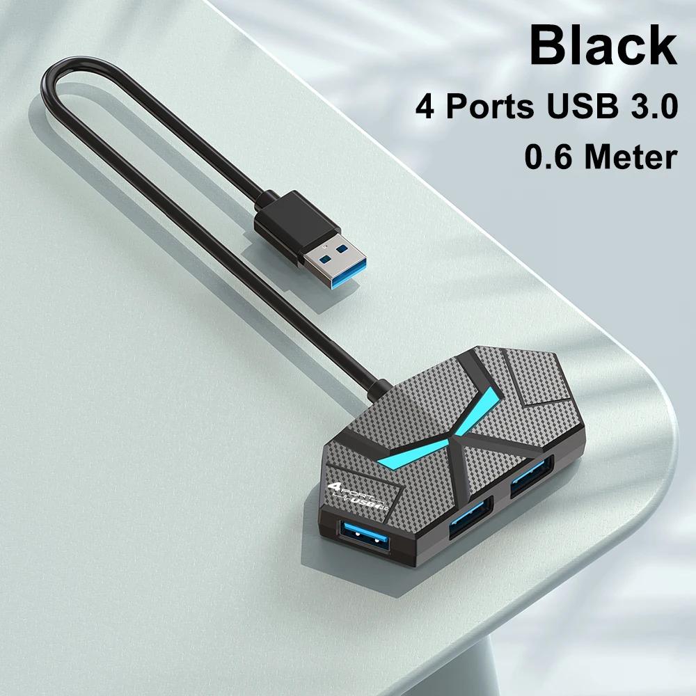 

7 портов USB 3.0 HUB Док-станция Type C 5 Гбит/с Высокоскоростная передача Адаптер-разветвитель Для ноутбука Жесткий диск Мышь Клавиатура 4 ports
