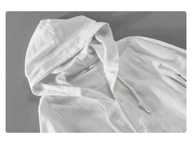 Men's Hooded Linen Jacket - Casual Spring/Autumn Coat, Loose Fit, Youth Trend, Cotton Blend (Y201)