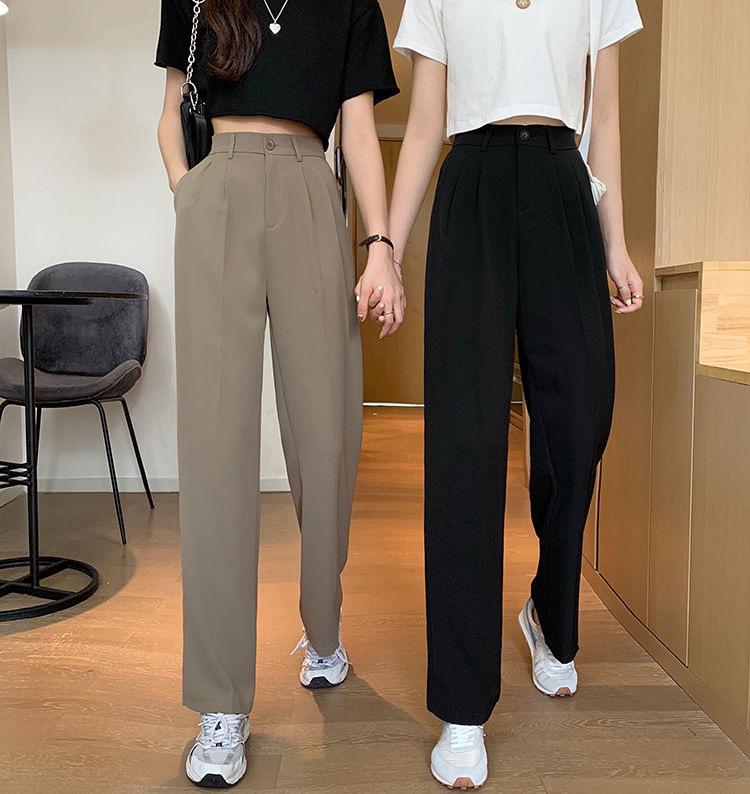 Khaki Wide Leg Pants Women High Waisted Draped Spring and Autumn Summer Straight Casual Suit Pants
