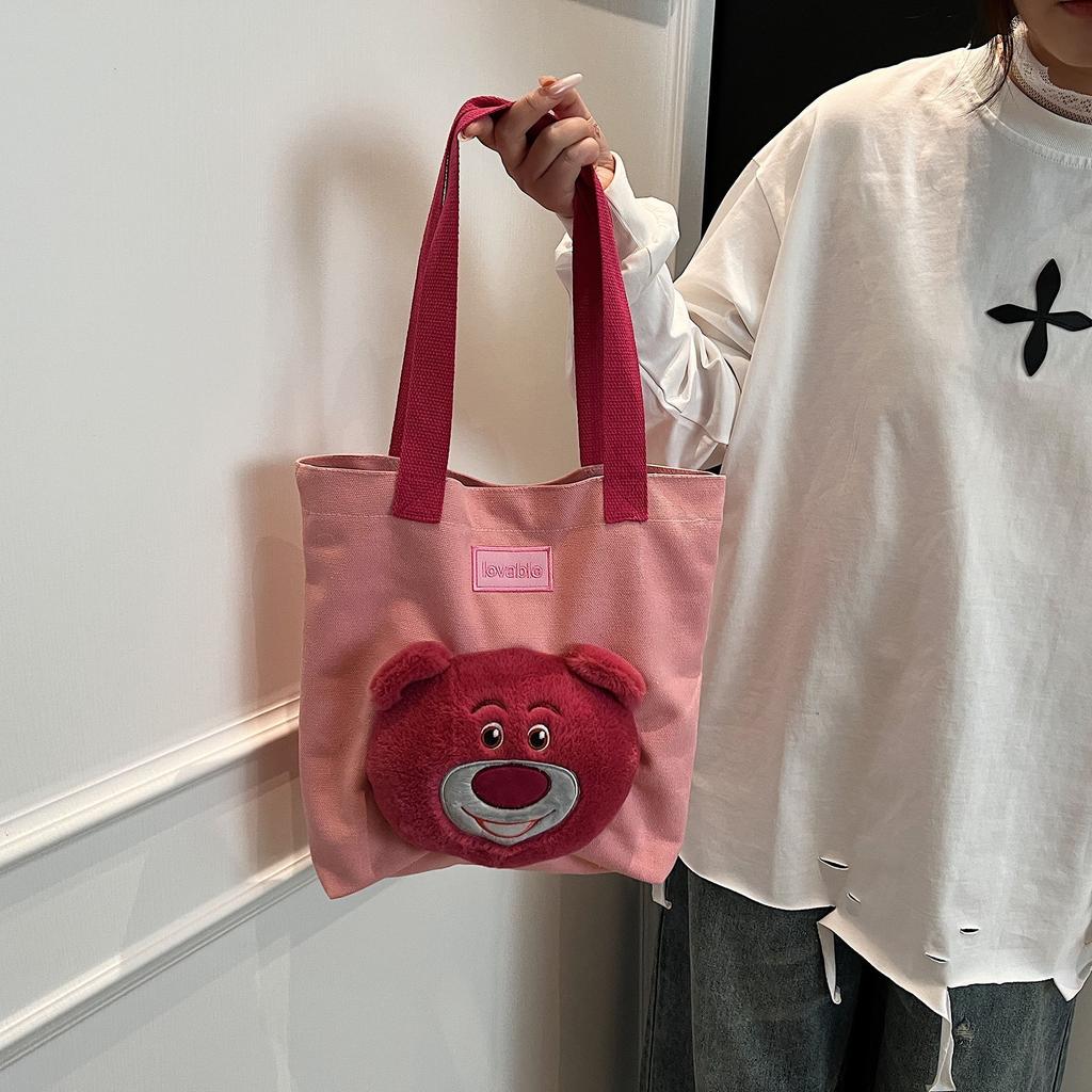 New Cute Panda Doll Bag Shoulder Bag Canvas Bag Large Capacity Tote Bag Underarm Bag Plush Bag