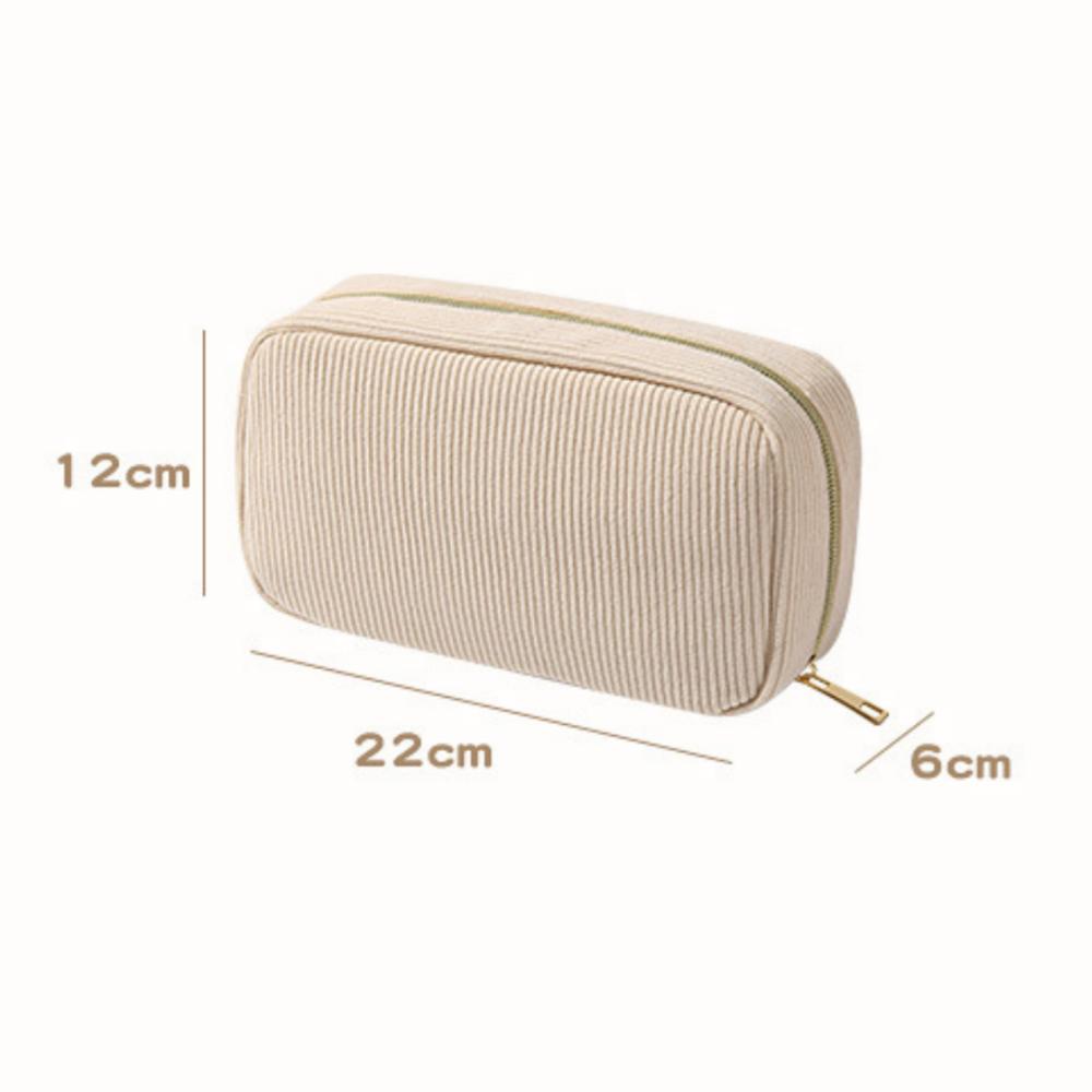 Women Zipper Makeup Bag Safety Zipper Travel Toiletry Pouch Portable Makeup Bag Lightweight Corduroy Cosmetic Bag For Gym Daily
