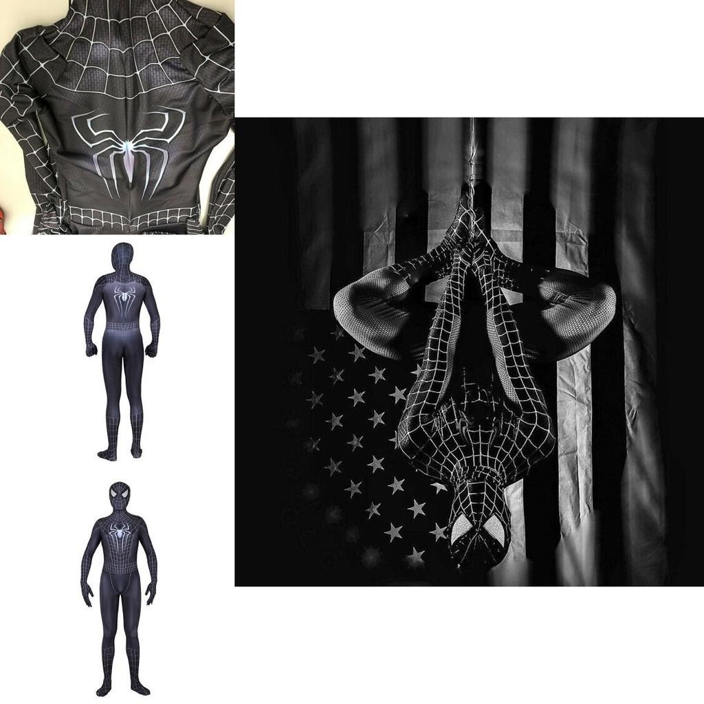 Breathable And Elastic Spiderman Black Venom Zentai Suit With See-through Eyes