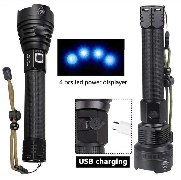 Outdoor Waterproof Led Flashlight Powerful Rechargeable Flashlight 26650 Bright Light Lamp Camping Hand Light USB Flash Lamp