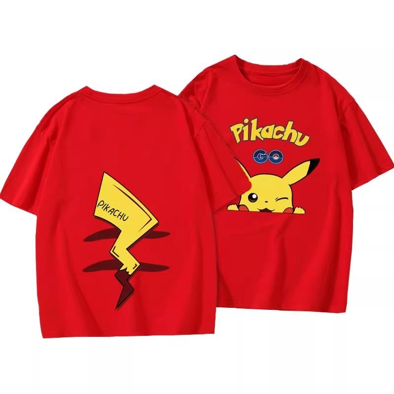 Potdemiel Summer New Pikachu Children's 100% Cotton T-Shirt, Boys and Girls Tops, Comfortable and Breathable Children's Clothing