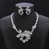  Price Luxury Brass Bridal Set Gift Rhodium Plated Cubic Zirconia Necklace Earrings Vintage Romantic Style