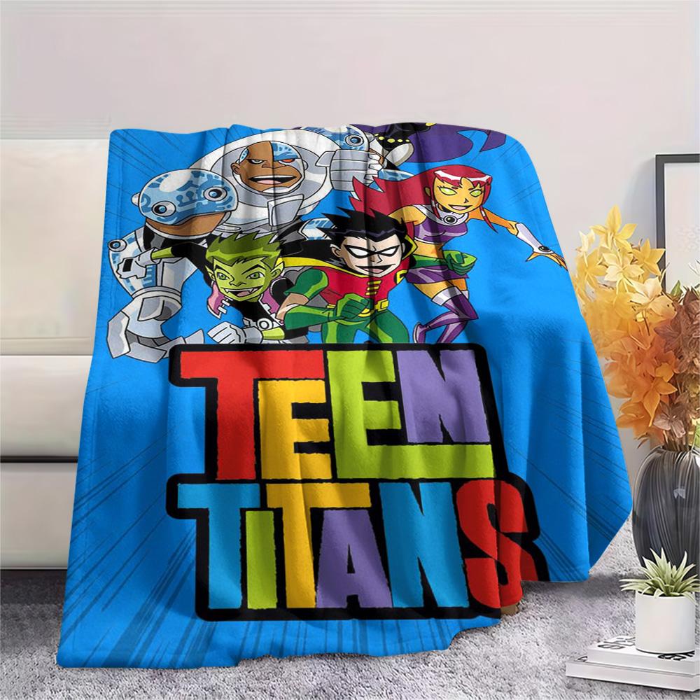 1PC Teen Titans Print FlAannel Blanket, High quality Comfortable for All Seasons, Home Decor, Warmth and Comfort