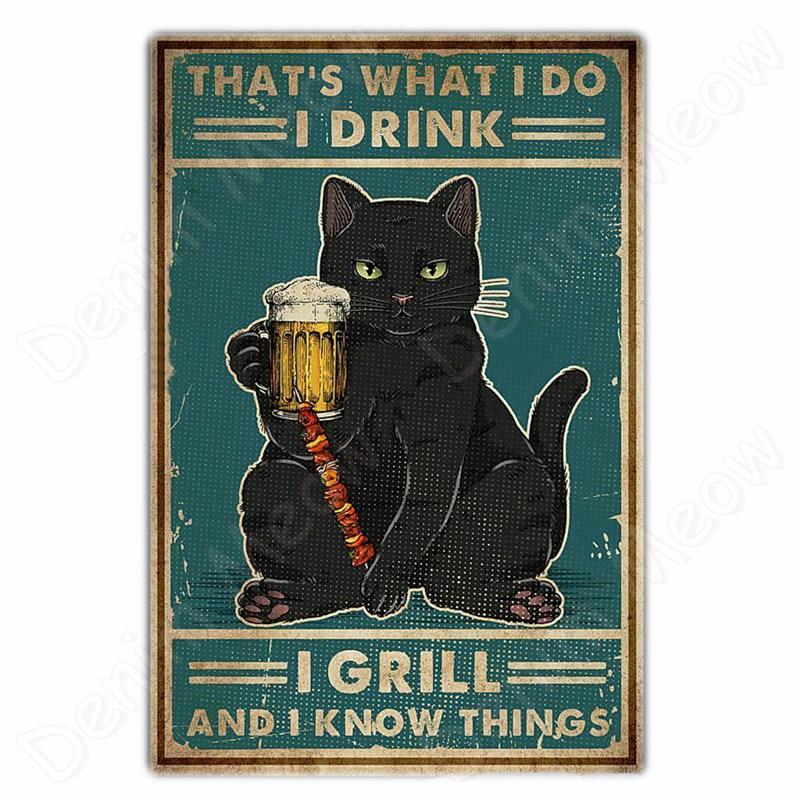 Vintage Bulldog Tin Sign for Home Wall Decor, A Woman Cannot Survive On Wine Alone, Funny Cat, Dog Metal Sign, Bar Decor