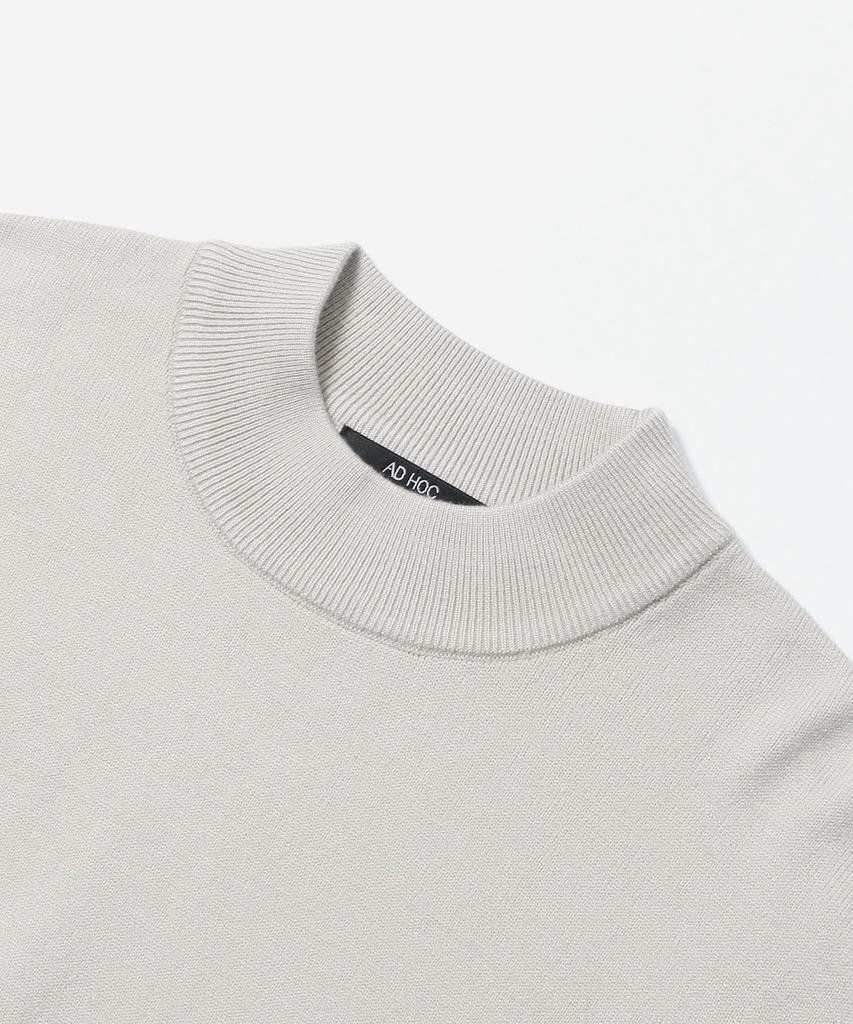 ADHOC Unisex Basic Mock Neck Knit (Lt-Beige) (Hcalka2)