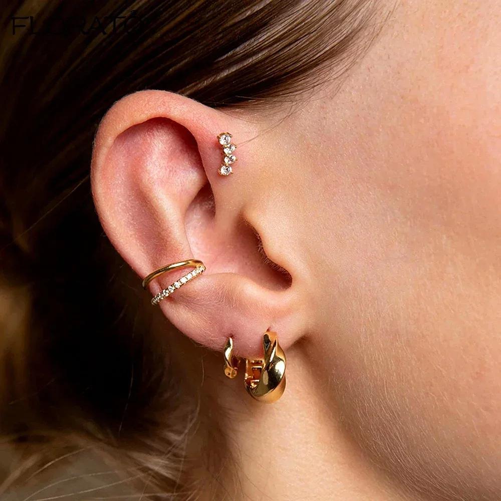 925 Silver Ear Needle Simple 10/15/25mm Hoop Earrings for Women Round Dangle Gold Earrings Fashion Korean Jewelry
