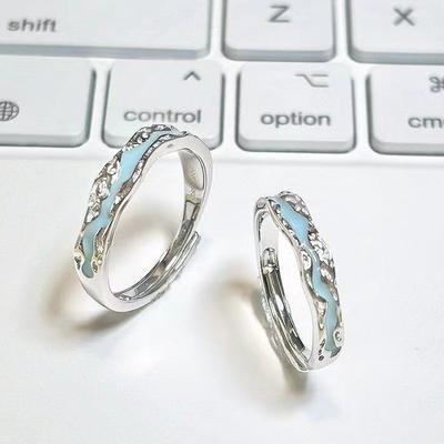 1pc Vintage verstellbar Luxus Ring Emaille leuchtenden Glow Schmuck Metall Paar Ring