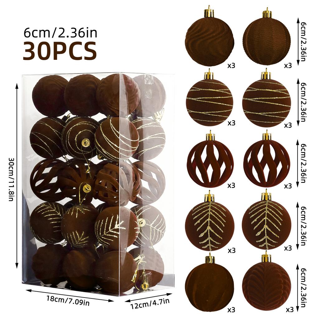 New Christmas Tree Decoration 6cm 30 Plastic Balls Swan Plush Fabric Plush Plush Colorful Christmas Ball Pendant