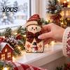 Christmas Cat Ornaments 3Pcs Wooden Tabletop Decor, Rustic 2D Figurines with Xmas Indoor Winter Home Decorations Hat, Santa & Gingerbread Patterns for