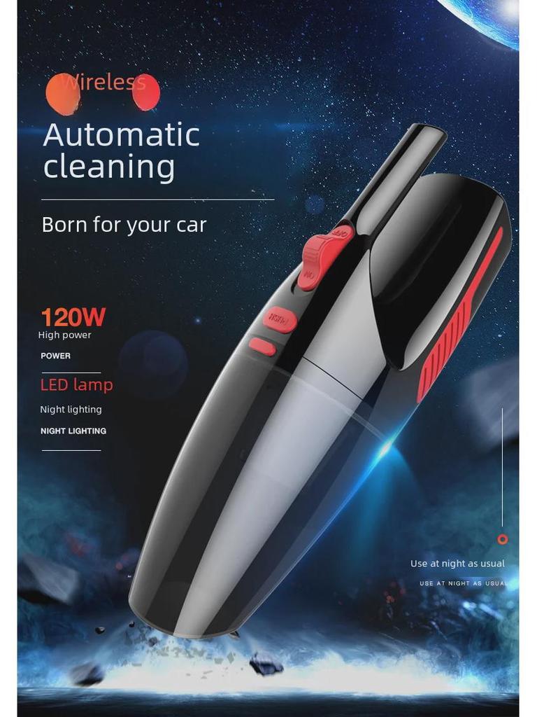 Portable Dual-Use Car and Home Cordless Vacuum Cleaner with Light