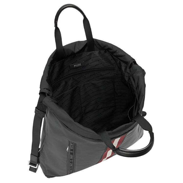 Bally Black Leather Drawstring Design Red And White Striped Backpack Men Backpack 6230617