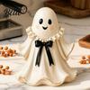 Ghost Figurine for Fireplace Halloween Resin with Wicker Basket Cute Tabletop Unique Gift Ideas Decor Holiday Ornament Organizer Entryway