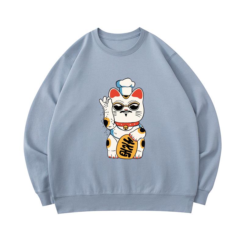 💰Kaufe Men's 300 GSM 100% Cotton Sweatshirt Lucky Bae Cat Print Street ...