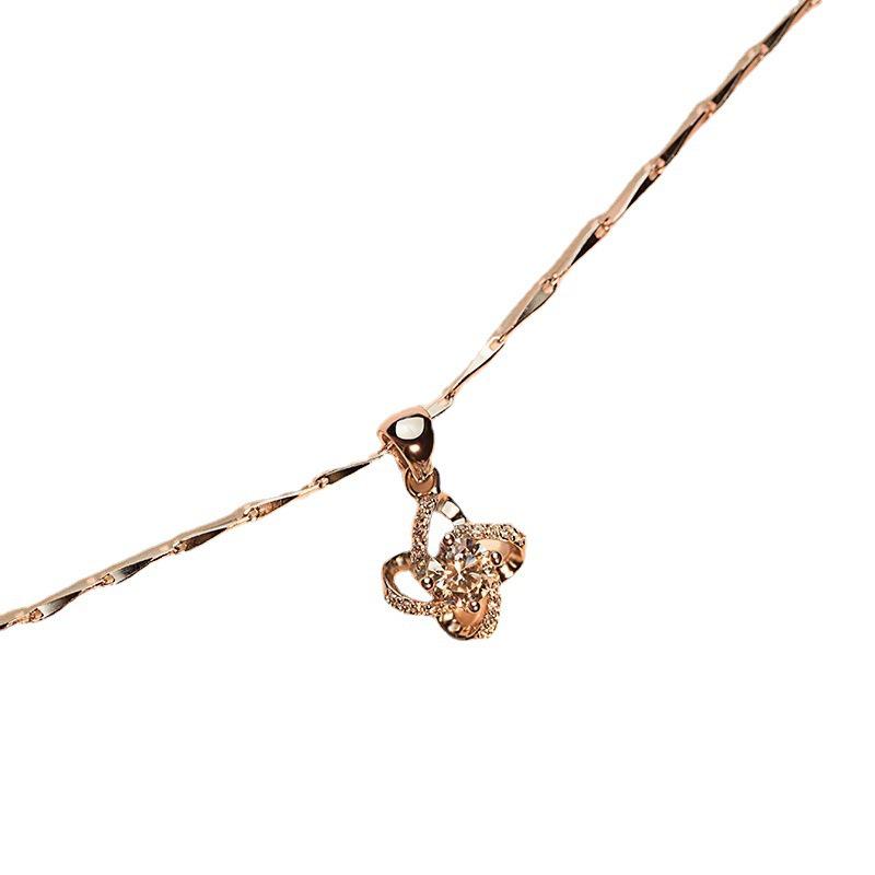 White Copper Silver-Plated Four-Leaf Clover Pendant Necklace for Women - Simple, Versatile Clavicle Chain, Japanese Korean Style