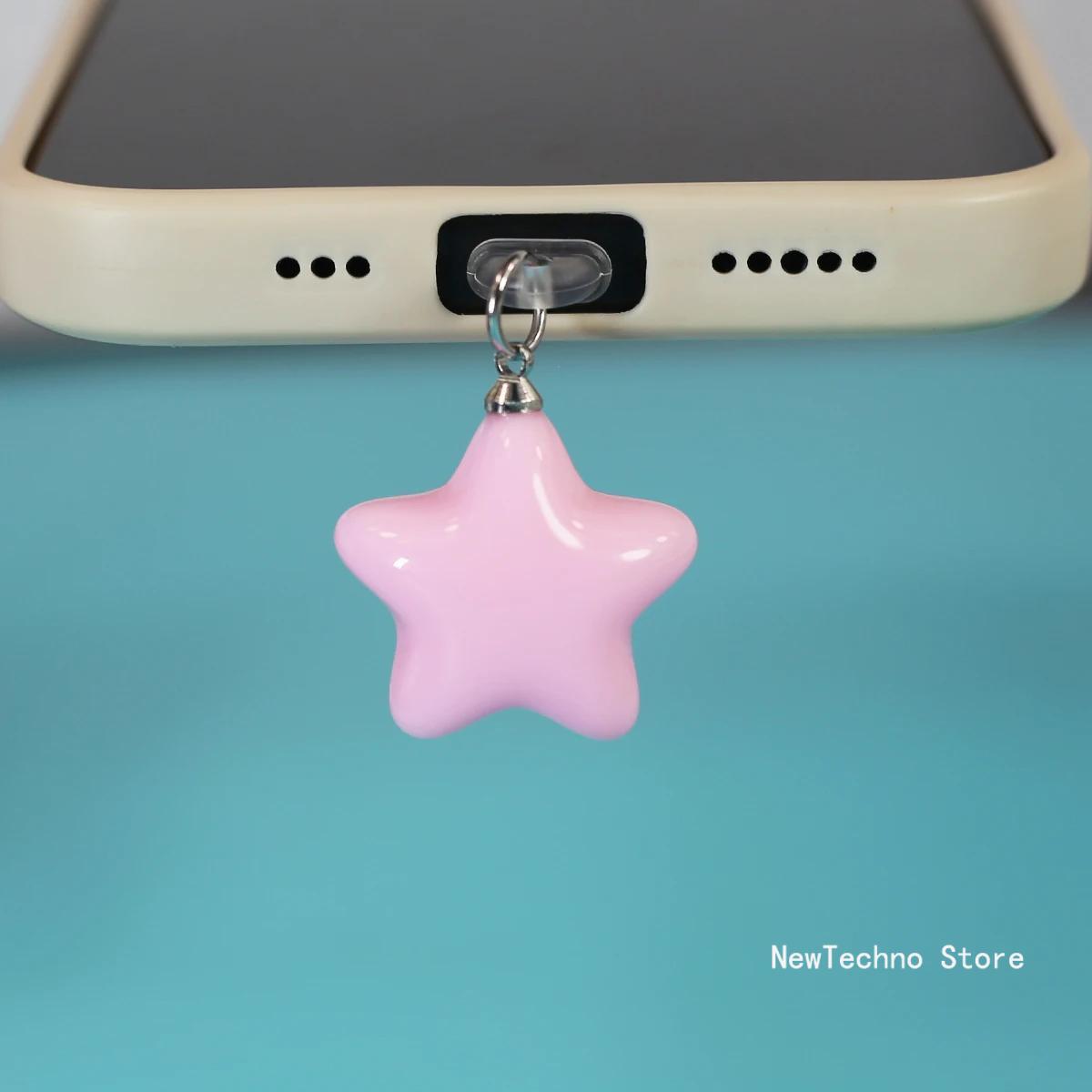 cartoon pentagonal star phone dust plug simple and cute mobile phone decoration pendan pendant accessory