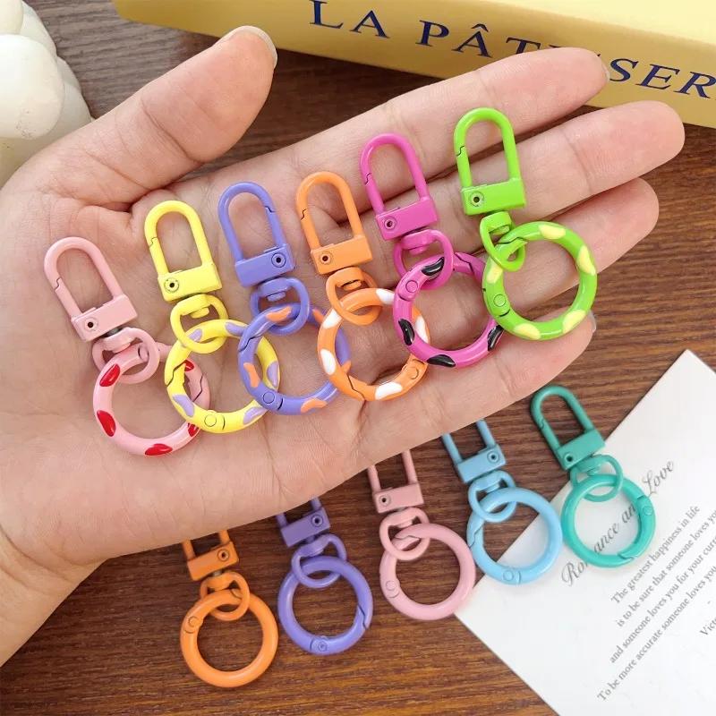 10/1pcs New Color Alloy Keychains Handmade DIY Bead Jewelry Accessories Luggage Keychains Spring Buckles Pendants