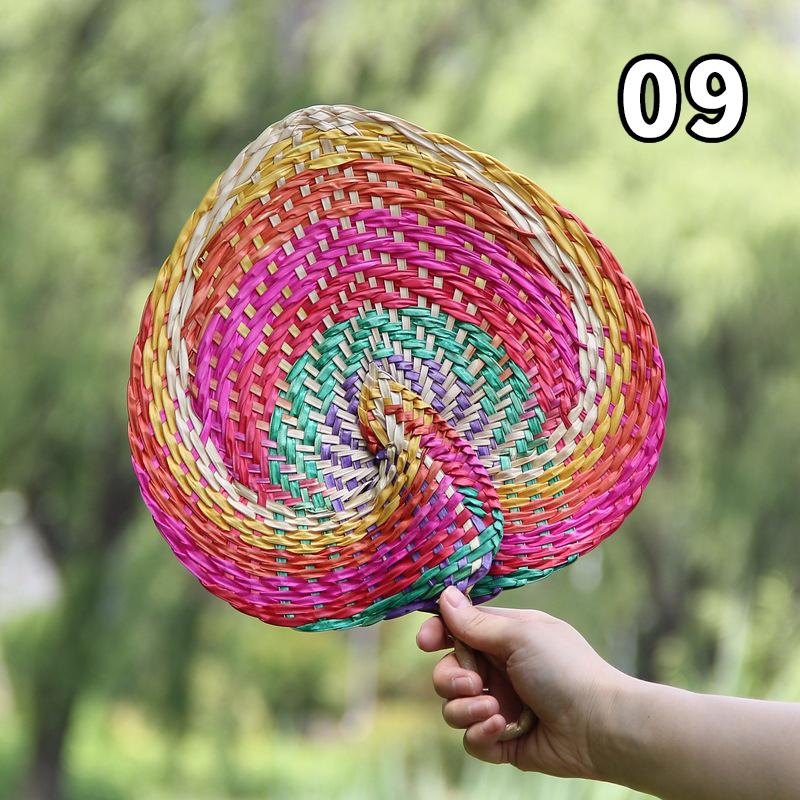 

Chinese Style Handmade Straw Fan Hand-Woven Palm Leaf Hand Fan Summer Cooling Mosquito Fans Classical Dance Performance Props