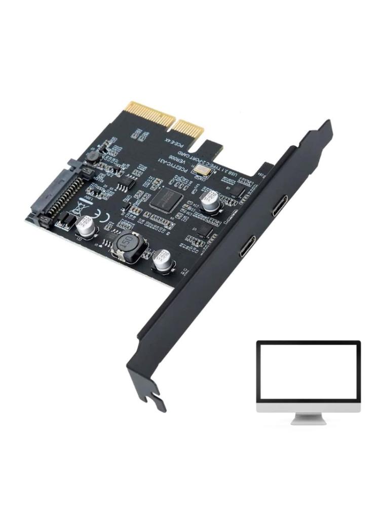 2-Port Type-C PCI-E pansion Card PCI-Express 4X to USB 3.2 Gen  Adapter 10Gbps Fast Transfer