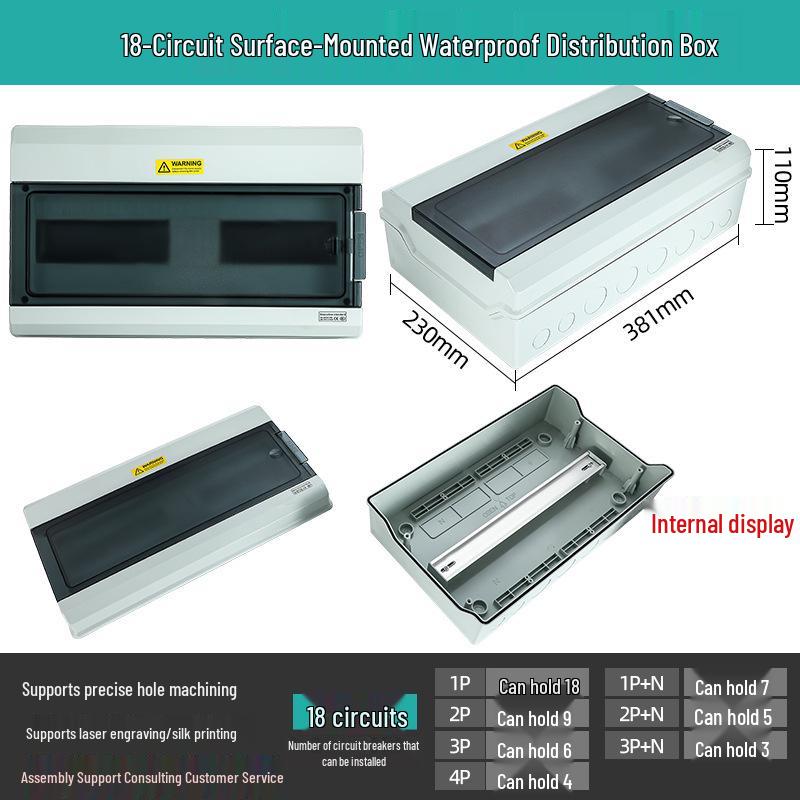HT-Circuit Waterproof Outdoor Distribution Box for Construction and Household Electric Metering, Surface Mounted Switch Box.