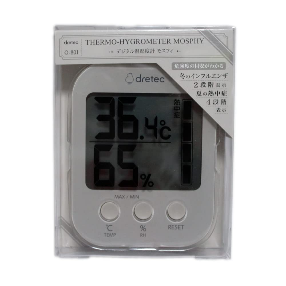 Doretec Mosphy Digital Detects Heatstroke and Flu Risk Includes Wall Mounting and Stand O-801BE Thermo-Hygrometer, Levels, Magnet, Hook,