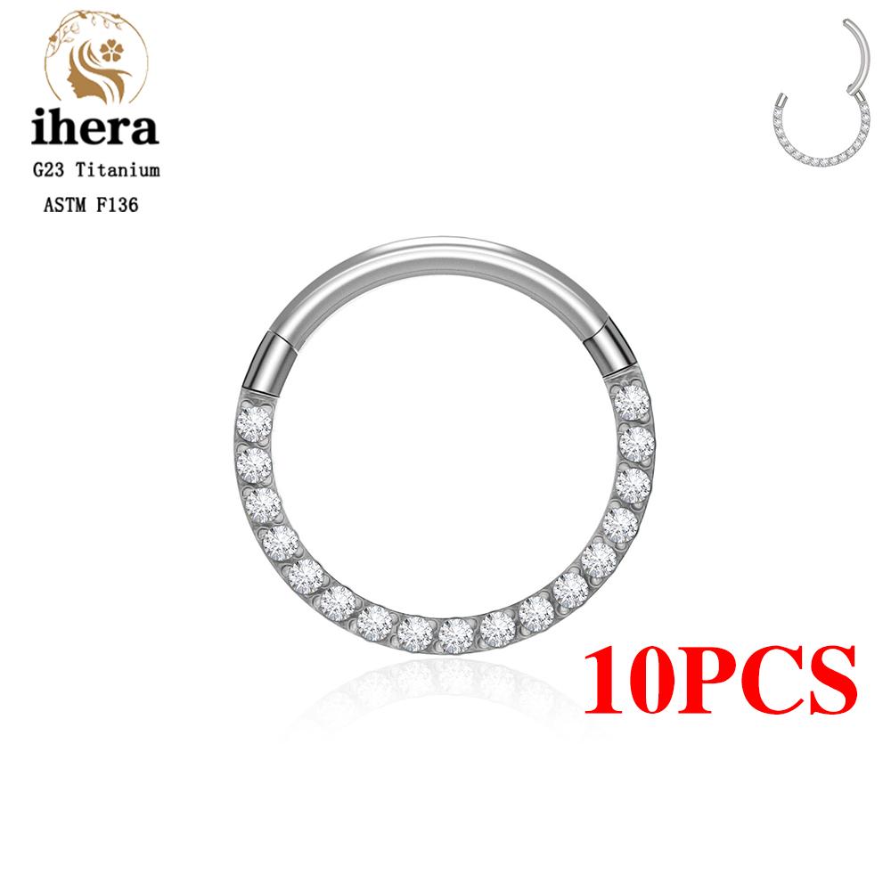 1/10 STKS G23 Titanium Neusringen Septum Clicker Oor Kraakbeen Tragus Helix Daith Oorbellen Hoops 16G 18G CZ Lichaams Piercing Sieraden