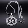 Witch Pentagram Necklace for Women Men Stainless Steel Silver Color Wicca Pagan Star Pentacle Alphabet Necklace Jewelry Bijoux