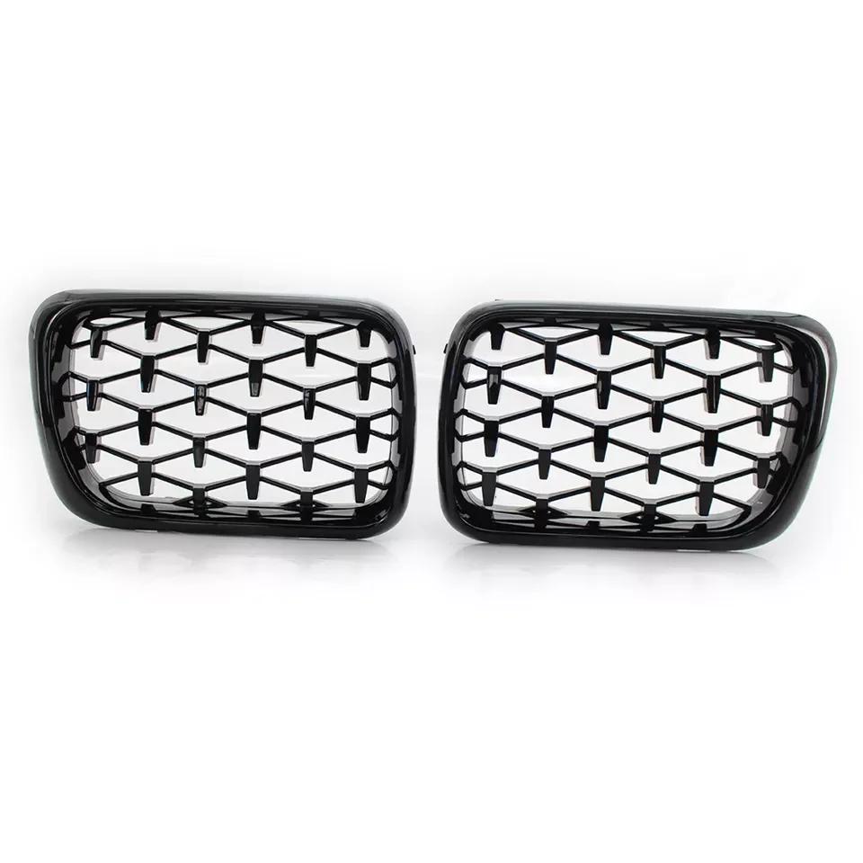 Für BMW E36 3er 1997-1999 Autogrill Diamant-Stil Front Niere ABS Front Haubengrill Silber 51138195152 51138195151 Teile