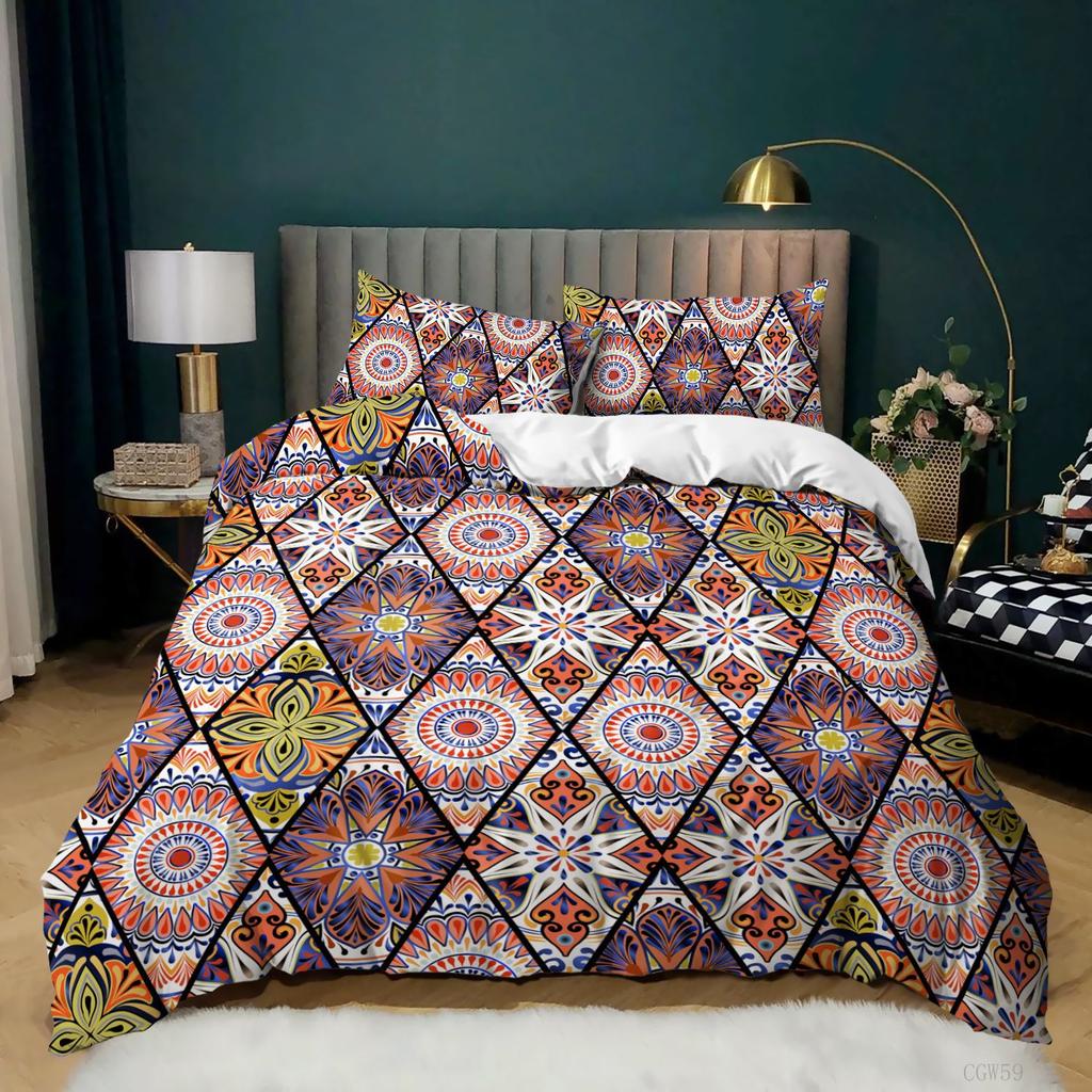 Ethnic Bohemian Kit 3D Digital Printing Bed Three-Piece Set Quilt Cover Pillowcase