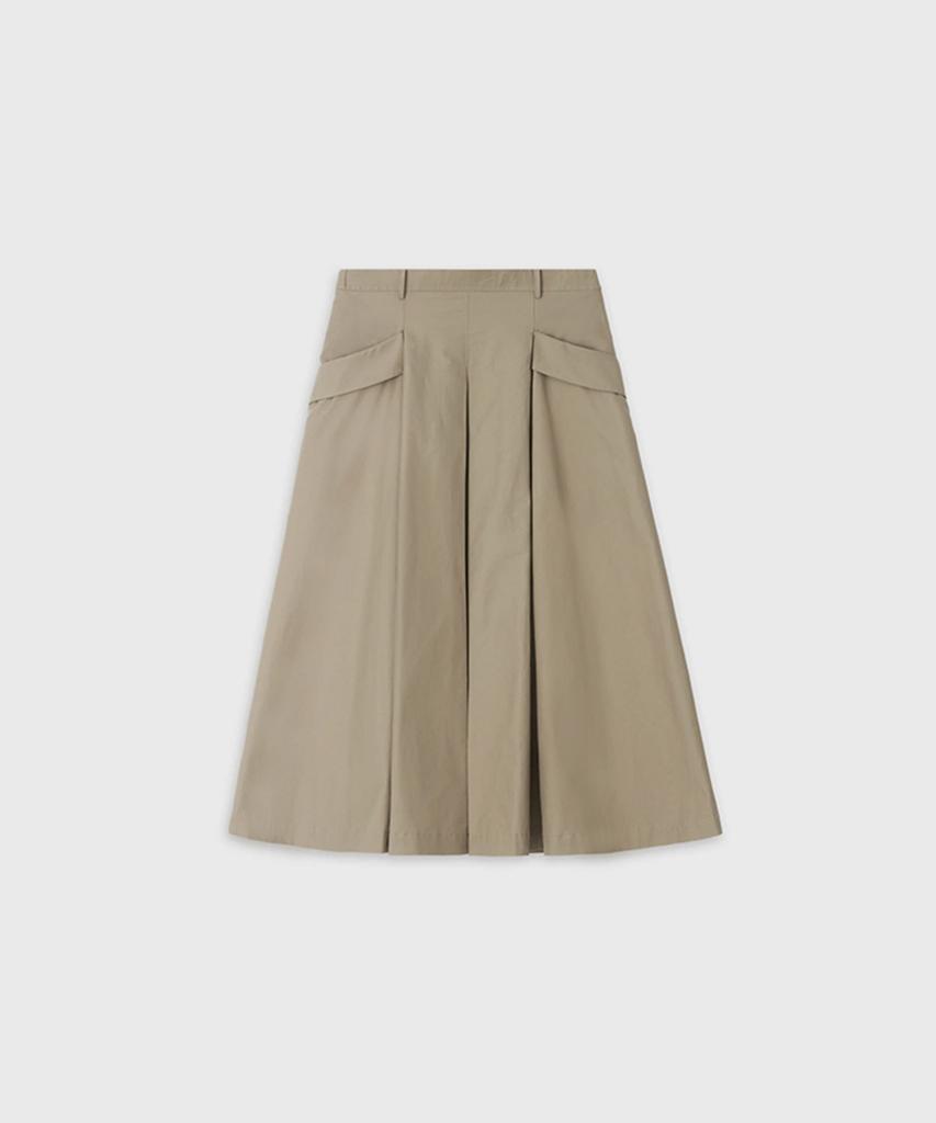 Deolum Box Pleats Pocket Skirt_Khaki