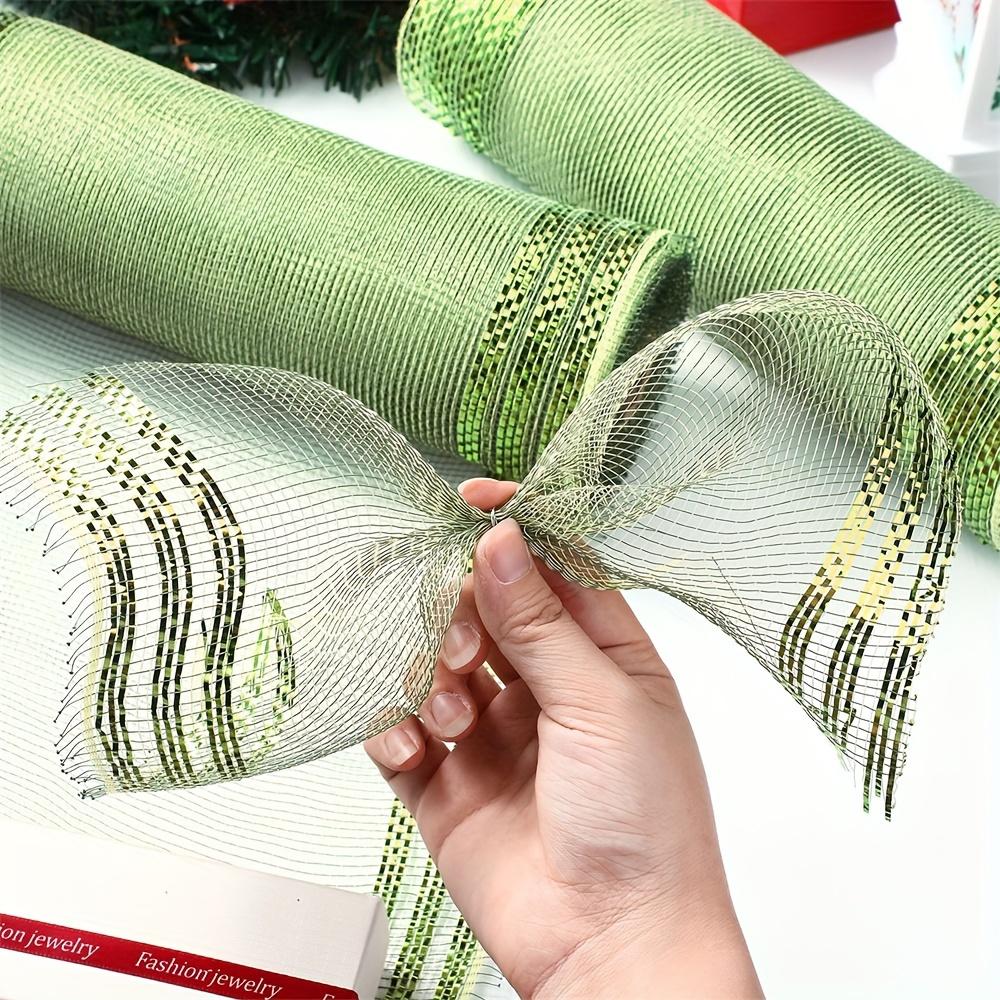 2 ks Deco Mesh Věncové potřeby Síťovina na věnec Poly Mesh Stuha Metalický okraj Pruh Smaragdové girlandy Mašle Balení a zdobení
