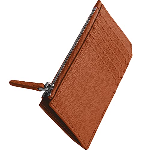 [HIGH FIVE] Fragment Case Cowhide Thin Wallet Card Case Coin Purse Gusseted Smart Wallet Women's Men's Camel