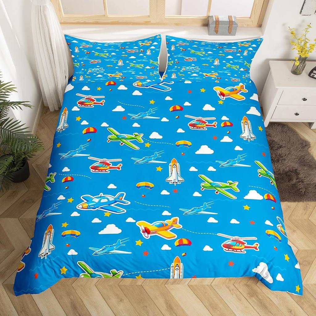 Rocket Print Duvet Cover Sets Queen King Size Lightweight Quilt Covers Bedroom Decor Cartoon Universal Bedspread Covers No Quilt