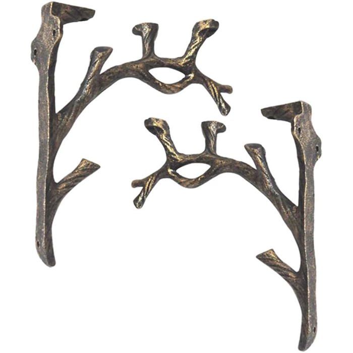 Supports d'étagère - AIMOONSA - Support triangulaire - Fer forgé - Or vintage - Lot de 2
