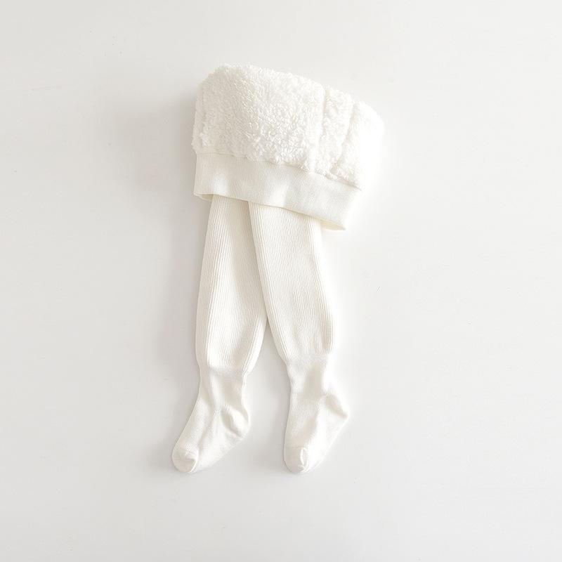 Mädchen Fleecegefütterte Herbst/Winter Strumpfhose: Warmer einfarbiger Body & Leggings für Babys