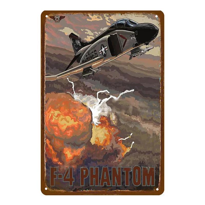 Vintage Airplane Metal Signs Fighter Jet Plane Posters Retro Aircraft Plate Metal Plaque Painting Living Room Home Wall Decor