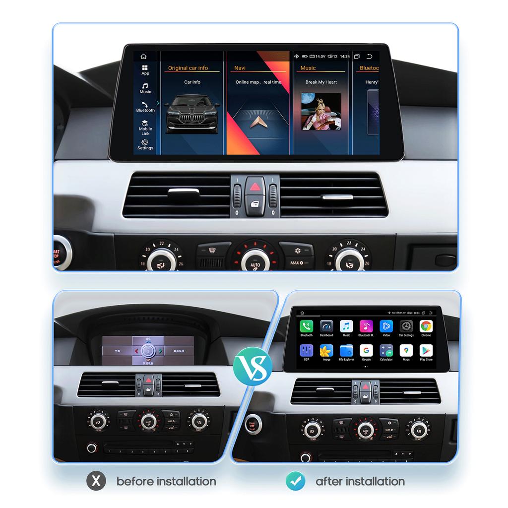OSSURET 2din Android Autoradio Multimedia Video Player für BMW 5 Series E60 E61 E63 E64 3Series E90 E91 E92 E93 Stereo GPS Intelligentes Carplay 4G RDS