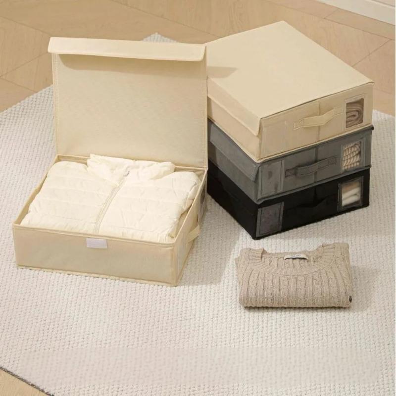 Bedding Sheet Storage Box Foldable Dustproof Stackable Space Saving Closet for Travel Bedding Quilts Towels Clothing Organizer