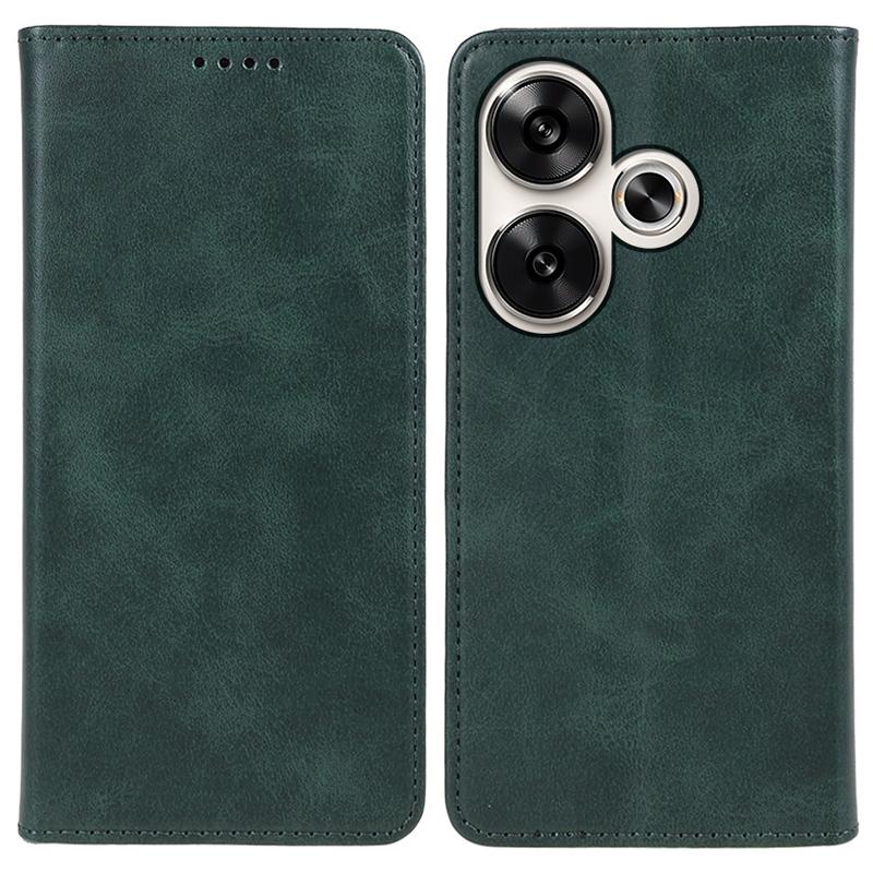 

Для Xiaomi Redmi Turbo 3 5G/Poco F6 5G Чехол Кожаный Магнитный Флип Текстура Теленка Чехол для Телефона Green