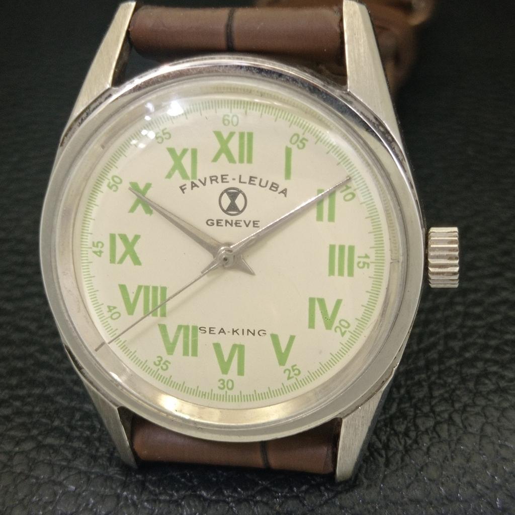 FAVRE LEUBA SEA KING VINTAGE HAND-WINDING SWISS MENS CREAM DIAL WATCH A703819-1 R213f-a703819