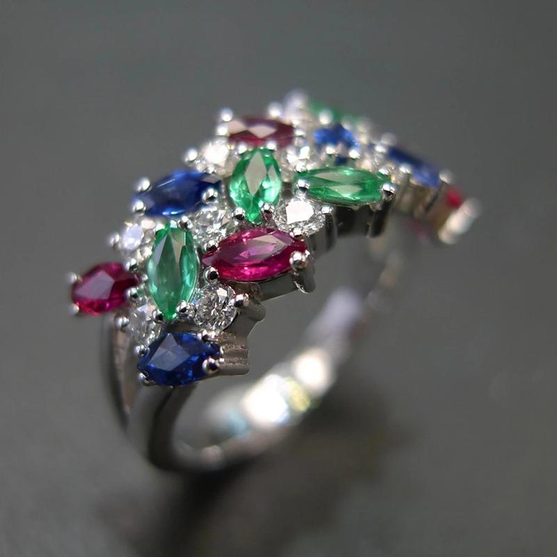 Huitan Dazzling Colorful Cubic Zirconia Women Rings Gorgeous Wedding Party Accessories  Color  New Fashion Jewelry