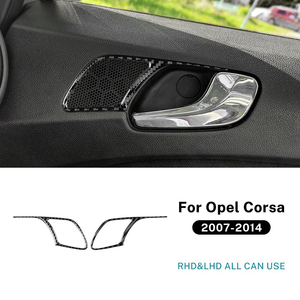 Real Soft Carbon Fiber Sticker For Opel Corsa 2007 2008 2009 2010 2011 2012 2013 2014 LHD RHD Car Door Handle Audio Frame Trim