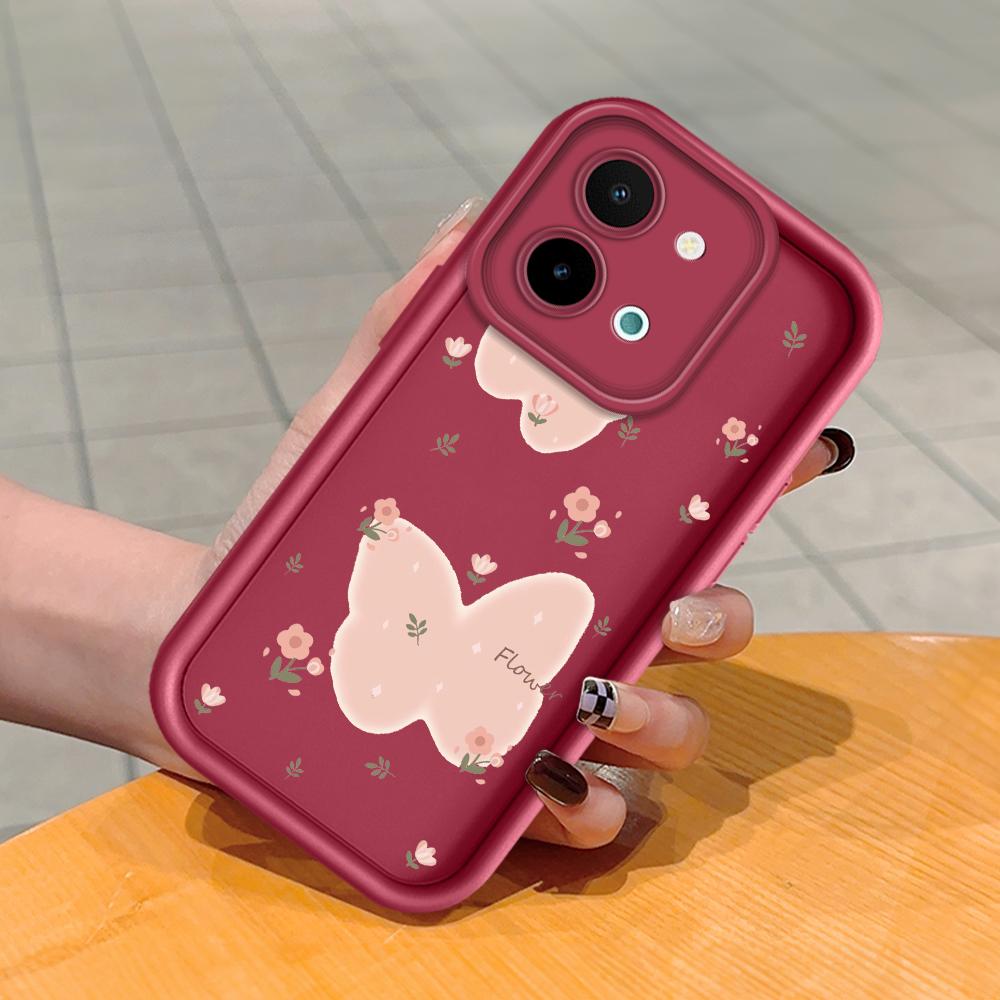 For Huawei P50 Pro P40 Lite Honor 8X 9X X9 Tecno Spark Go Infinix Smart 8 Vivo V29 V30 Y02 Y16 Soft Full Lens Protect Cartoon Butterfly Phone Case
