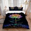 3pc Music Bloom Lotus Cover Set - 1 Quilt Cover + 2 Pillowcases, All Seasons Bedroom Setting, Perfect for Home013