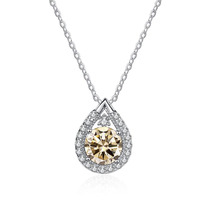 Bague Ringen S925 Sterling Silber Halskette Moissanit Schmuck für Frauen Wassertropfenförmiger Anhänger mit acht Herzen und acht Pfeilen