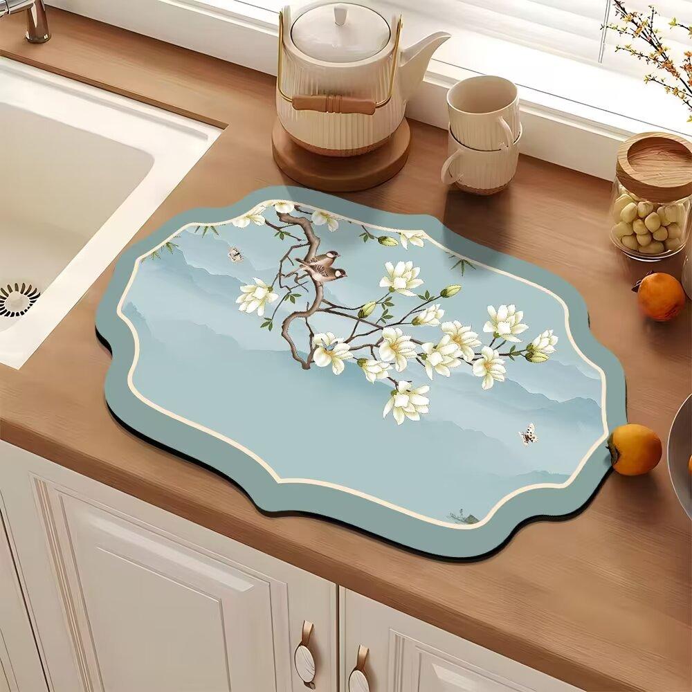 Коврик для слива кухонной столешницы высокий уровень впитываемости мытье посуды тарелок палочек для еды крана для раковины барного стола 4060cmTPR25MM 1619₽