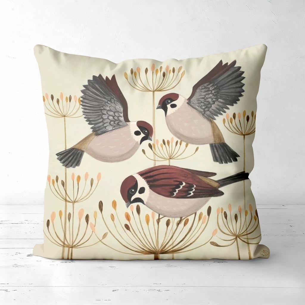 Autumn Bird Patterned Cushions For Home Decor Polyester Pillowcase, Sofa Decorative Cushion Cov Headboard Pillow
